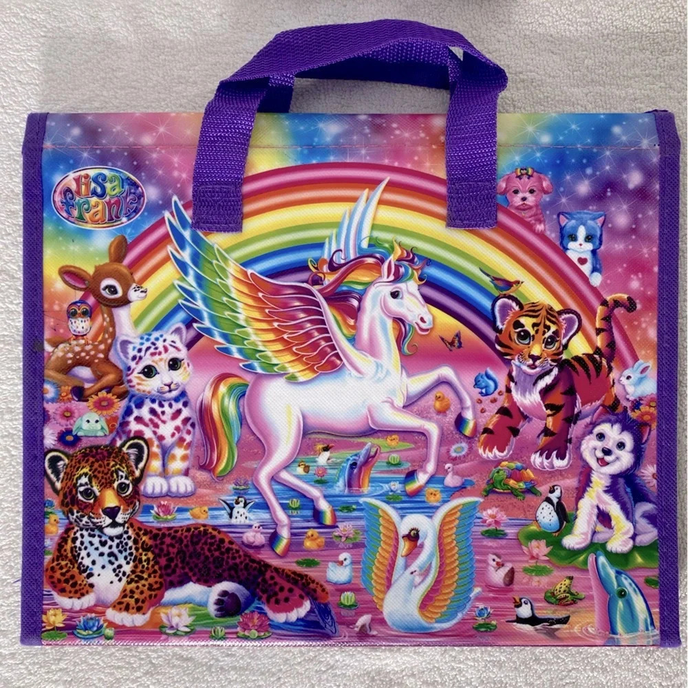 5/$35 Vintage Lisa Frank Tri Fold Portfolo With Handles